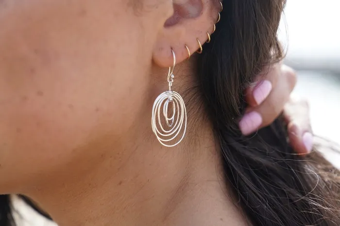 Sterling Silver Oval Spinning Earrings Krystynas Silver Earrings