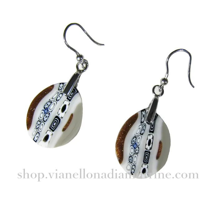 Vianello Nadia Murrine di Trebbi Davide Murano glass dropshaped Gray earrings Inglesina Earrings Vianello Nadia Murrine di Trebbi Davide Murano glass dropshaped Gray earrings Inglesina Earrings