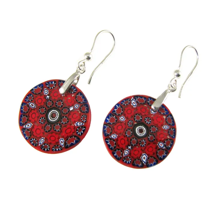 Vianello Nadia Murrine di Trebbi Davide Murano glass Red round earrings Millefiori Earrings Vianello Nadia Murrine di Trebbi Davide Murano glass Red round earrings Millefiori Earrings