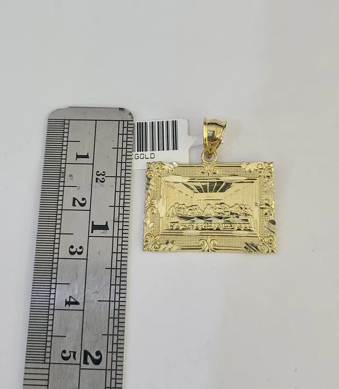 10K Gold Miami Cuban Chain Last Supper Charm 1830 3mm REAL Pendant Gold and Diamond Charm Necklaces