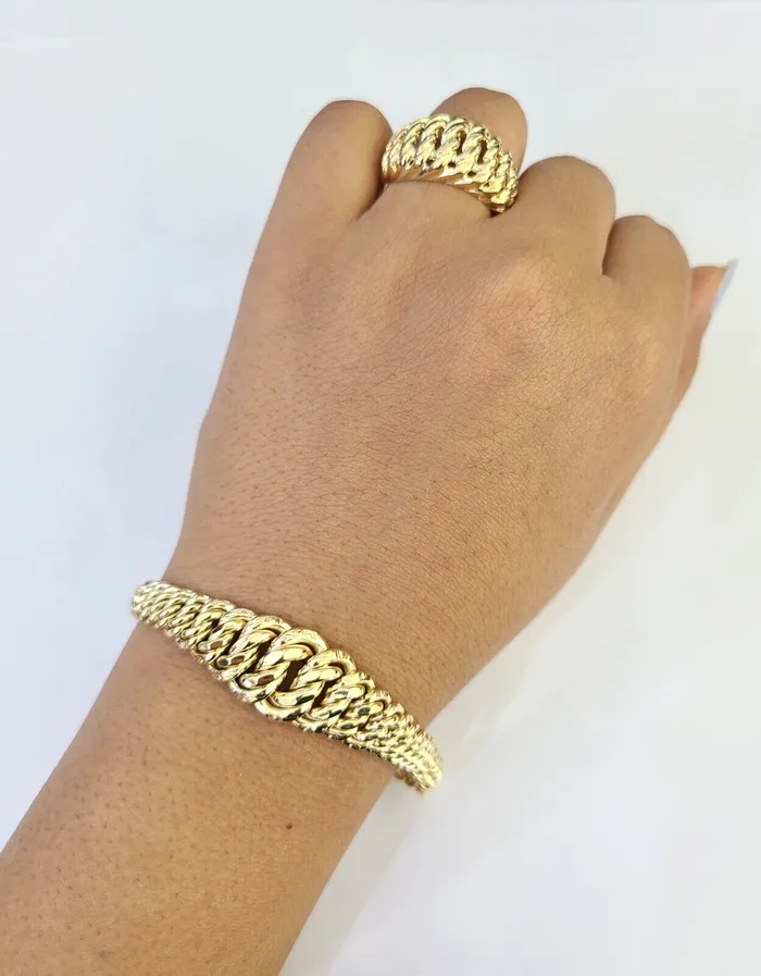 14K Gold Princesa Ring Bracelet 75 7mm Real Yellow SET Flat Byzantine 14Kt Gold and Diamond Bracelets 14K Gold Princesa Ring Bracelet 75 7mm Real Yellow SET Flat Byzantine 14Kt Gold and Diamond Bracelets