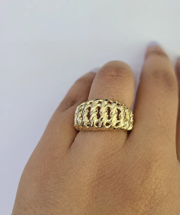 14K Gold Princesa Ring Bracelet 75 7mm Real Yellow SET Flat Byzantine 14Kt Gold and Diamond Bracelets