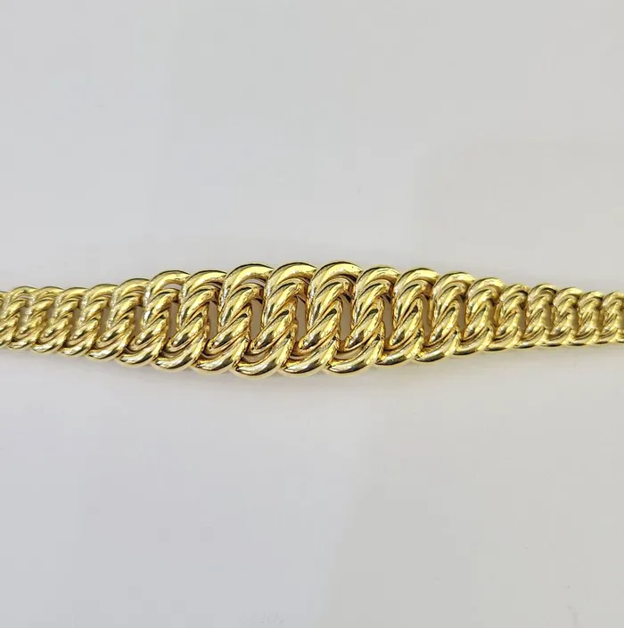14K Gold Princesa Ring Bracelet 75 7mm Real Yellow SET Flat Byzantine 14Kt Gold and Diamond Bracelets