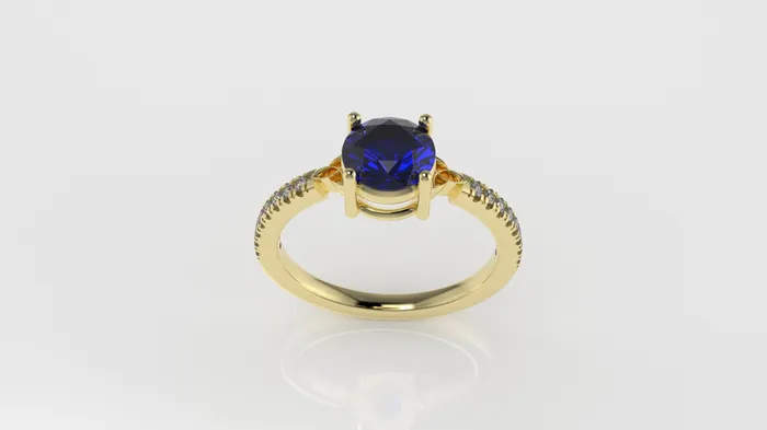 14K solitaire engagement Ring with 1 BLUE SAPPHIRE 65mm and 16 MOISSANITE 12mm VS1 each stt prong cut split JCM DESIGN JEWELRY Rings 14K solitaire engagement Ring with 1 BLUE SAPPHIRE 65mm and 16 MOISSANITE 12mm VS1 each stt prong cut split JCM DESIGN JEWELRY Rings