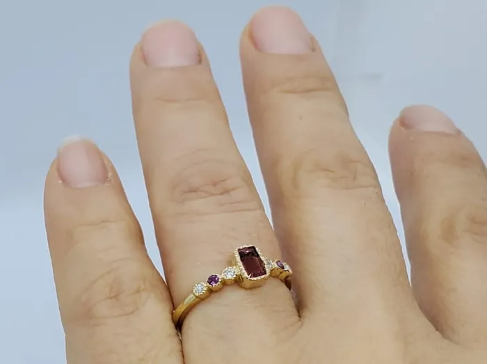 14K Tourmaline Stone Diamond Gold Ring JCM DESIGN JEWELRY Rings
