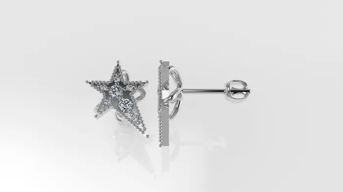 14k Yellow Gold Earrings with 14 DIAMONDS VS1 STT Prong FILIGREE STAR JCM DESIGN JEWELRY Earrings