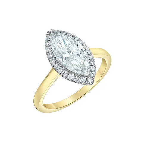 14kt Two Tone 223cttw LabGrown Marquise Diamond Halo Engagement Ring Diamond Evolution Rings