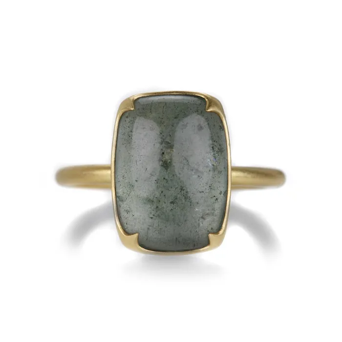 18k Cushion Moss Aquamarine Ring Gabriella Kiss Rings