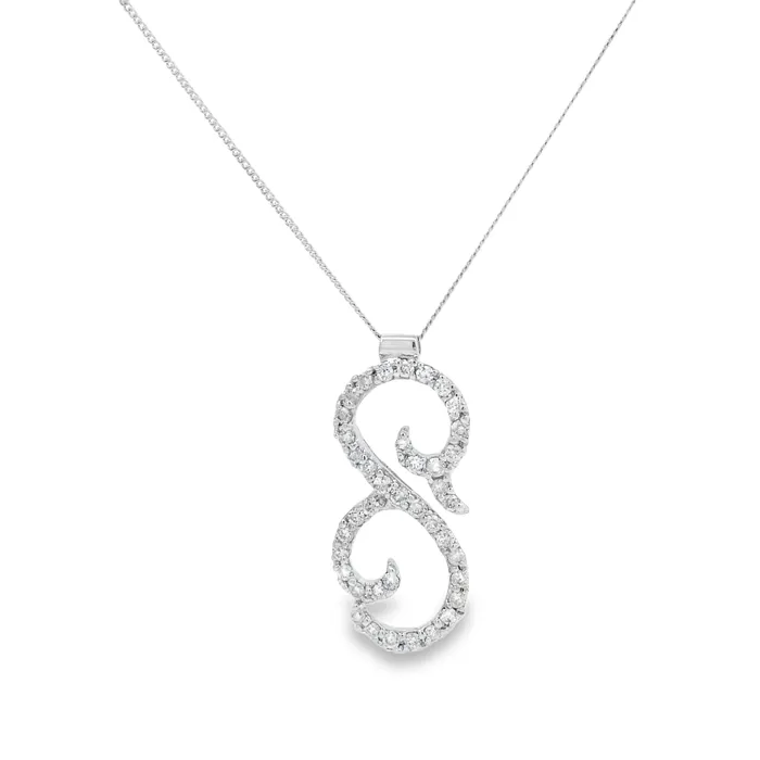 18kt White Gold 040cttw Open Swirl Design Diamond Pendant Independent Jewellers Rings 18kt White Gold 040cttw Open Swirl Design Diamond Pendant Independent Jewellers Rings