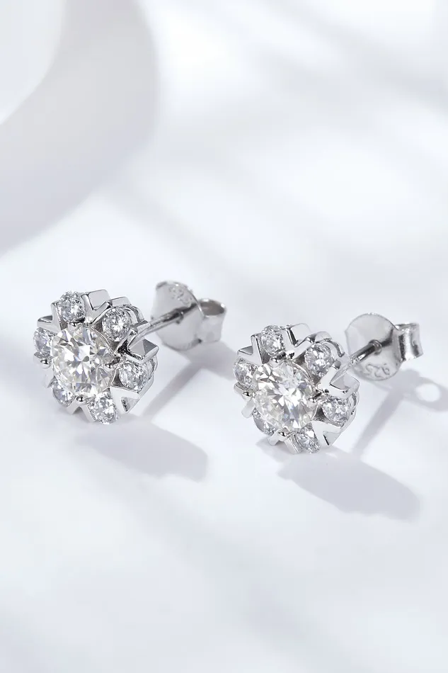 925 Sterling Silver Moissanite Stud Earrings Trendsi Earrings