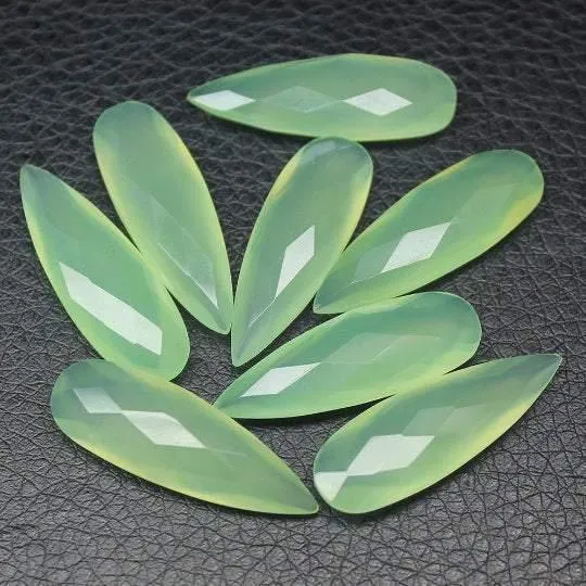 Beads Supplies USA 30x10mm 2pc Natural Prehnite Chalcedony Faceted Pear Drop Beads Earrings Beads Supplies USA 30x10mm 2pc Natural Prehnite Chalcedony Faceted Pear Drop Beads Earrings
