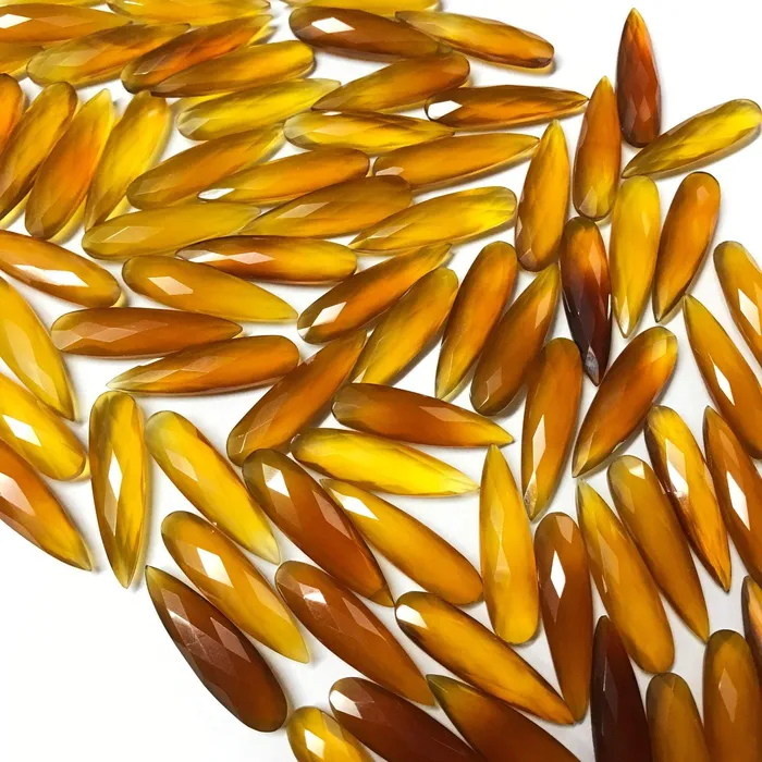 Beads Supplies USA Earrings 10pc 30x8mm Orange Chalcedony Faceted Pear Drop Briolette Beads Matching Pair