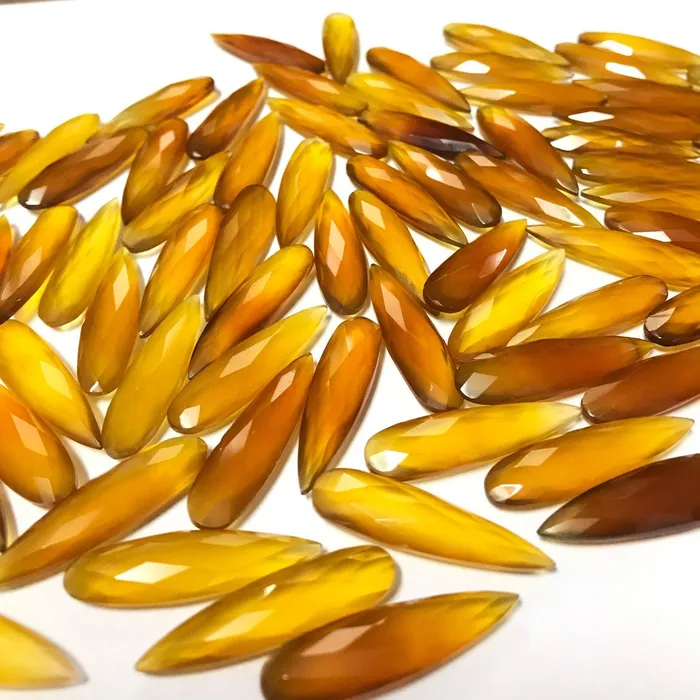 Beads Supplies USA Earrings 10pc 30x8mm Orange Chalcedony Faceted Pear Drop Briolette Beads Matching Pair