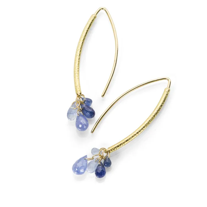 Blue Sapphire Cluster Navette Earrings Barbara Heinrich Earrings