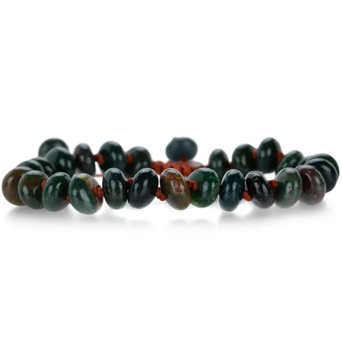 Bracelets 8mm Smooth Bloodstone Macrame Bracelet Joseph Brooks