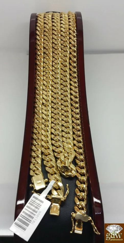 Bracelets globalwatches10 14k Gold Bracelet For Mens 71 mm Real Miami Cuban Bracelet 9 inch Strong Link