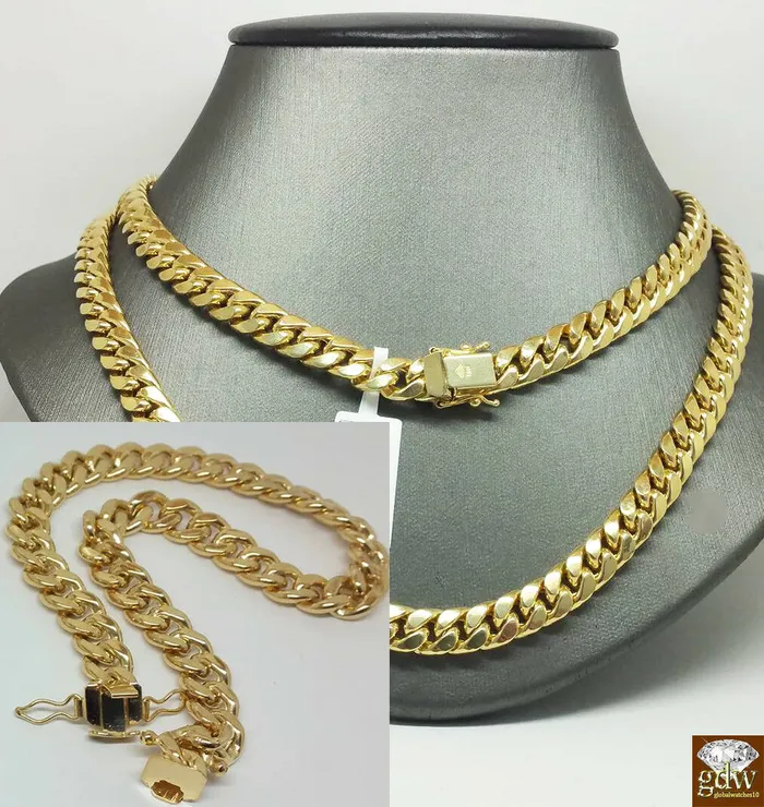 Bracelets globalwatches10 14k Gold Bracelet For Mens 71 mm Real Miami Cuban Bracelet 9 inch Strong Link