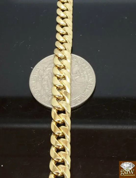 Bracelets globalwatches10 14k Gold Bracelet For Mens 71 mm Real Miami Cuban Bracelet 9 inch Strong Link