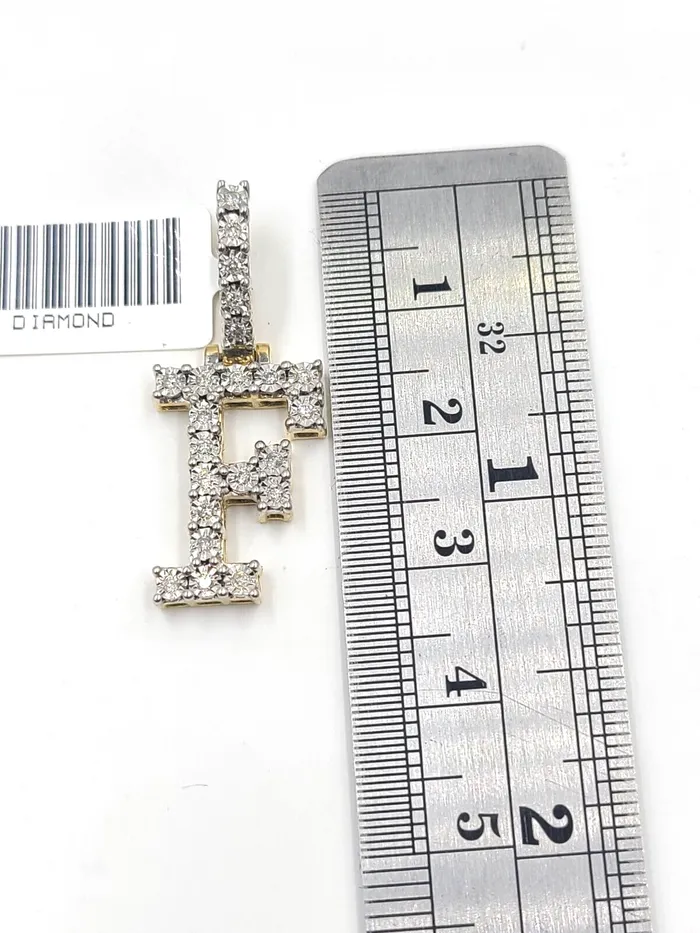 Charm Necklaces Globalwatches10 Real 10k Gold Diamond Letter E Initial Alphabet CharmPendant 125