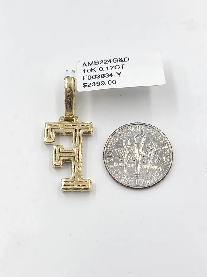 Charm Necklaces Globalwatches10 Real 10k Gold Diamond Letter E Initial Alphabet CharmPendant 125