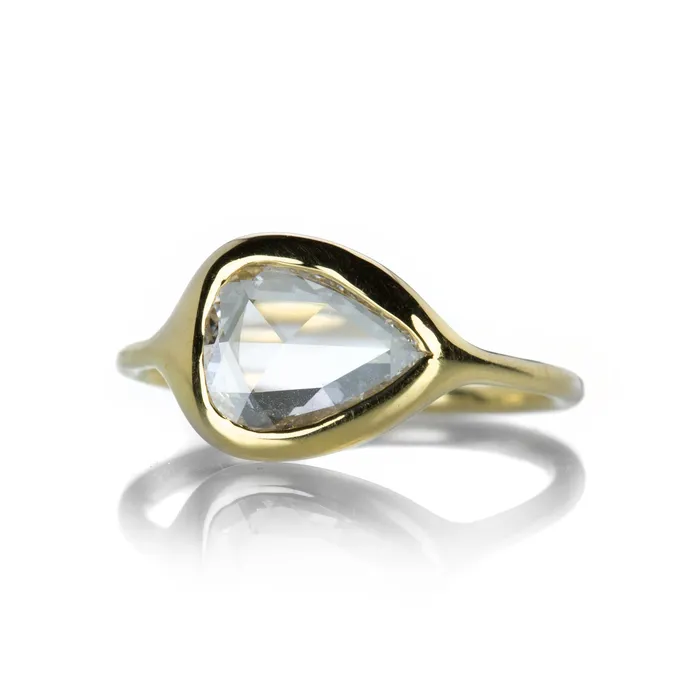 Diana Mitchell Rings Pear Rose Cut Diamond Carved Ring