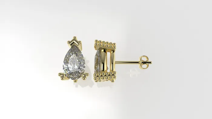 Earrings 14k Earrings with 2 PEAR DIAMONDS VS1 STT Prong with FILIGREE Push Back Jcm 21 jewelry