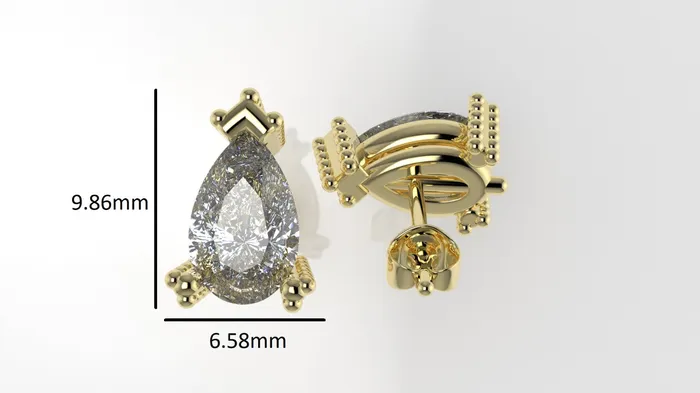 Earrings 14k Earrings with 2 PEAR DIAMONDS VS1 STT Prong with FILIGREE Push Back Jcm 21 jewelry