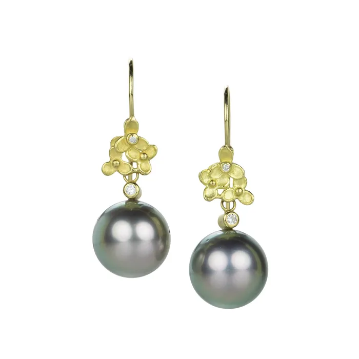 Earrings 18k Gray Pearl Drop Earrings Barbara Heinrich