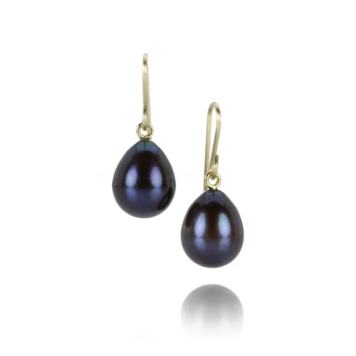 Earrings Black Freshwater Pearl Drop Earrings Maria Beaulieu