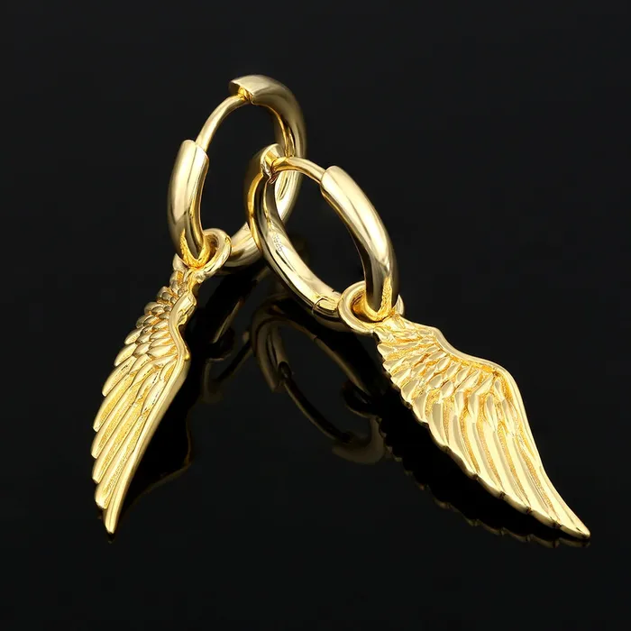 Earrings Bling Proud The Hope 925 Sterling Silver Hoop Dangle Angel Wing Earrings