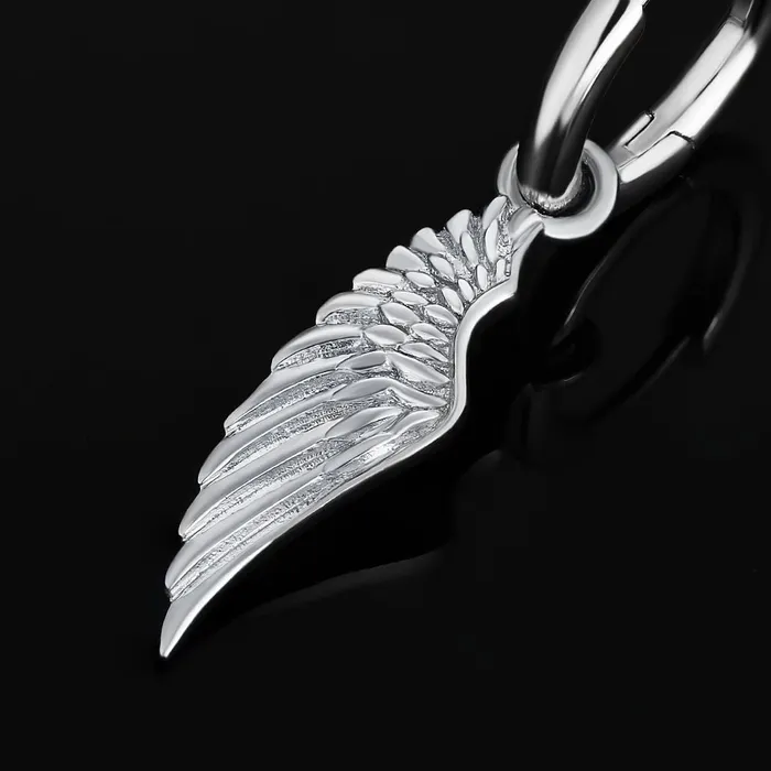 Earrings Bling Proud The Hope 925 Sterling Silver Hoop Dangle Angel Wing Earrings