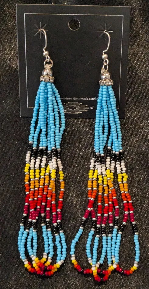 Earrings Chris Crosbys Purple Coyote Beaded Dangle Earrings