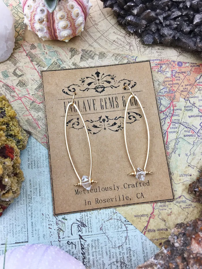 Earrings Enclave Gems Co Titan Earrings 14k Gold Filled Arch Hoops w Herkimer Diamond Quartz Gemstones Earrings Enclave Gems Co Titan Earrings 14k Gold Filled Arch Hoops w Herkimer Diamond Quartz Gemstones