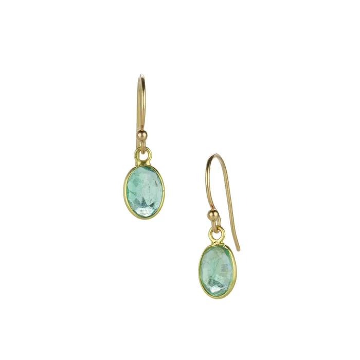 Earrings Margaret Solow Small Oval Emerald Drop Earrings
