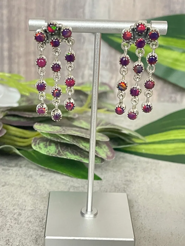 Earrings SophiaRene Boutique Sterling Silver Aurora Opal Chandelier Earrings Earrings SophiaRene Boutique Sterling Silver Aurora Opal Chandelier Earrings