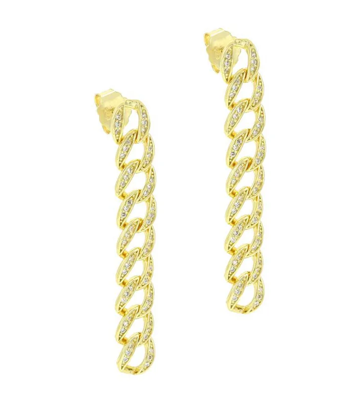 Earrings Sophiareneboutique Sterling Silver Gold Dip Chain CZ Earrings