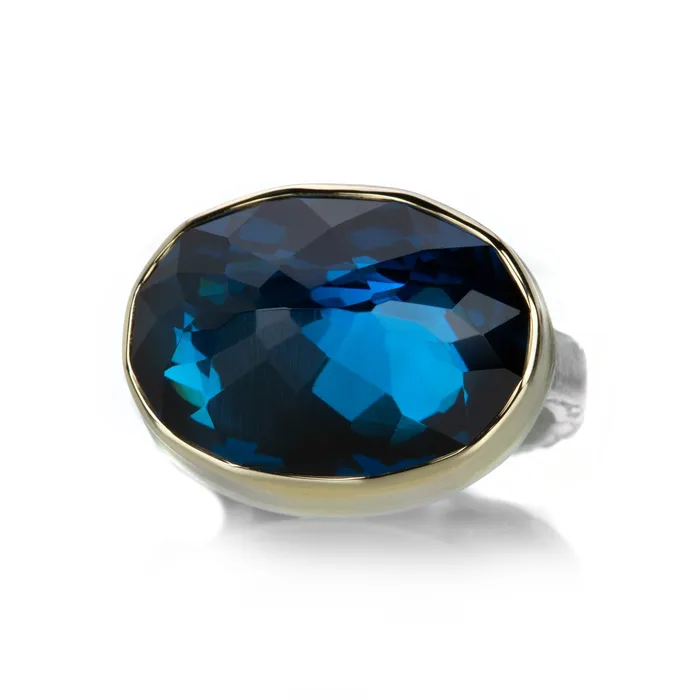 Faceted Oval London Blue Topaz Ring Jamie Joseph Rings