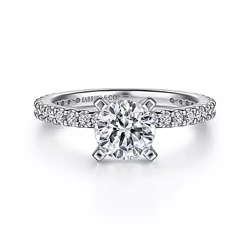 Gabriel Co 14kt White Gold Gabriel Co Diamond Band Semi Mount Rings