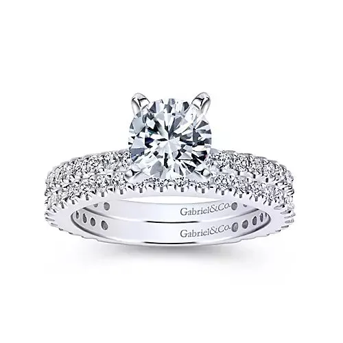 Gabriel Co 14kt White Gold Gabriel Co Diamond Band Semi Mount Rings