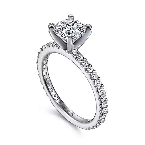 Gabriel Co 14kt White Gold Gabriel Co Diamond Band Semi Mount Rings