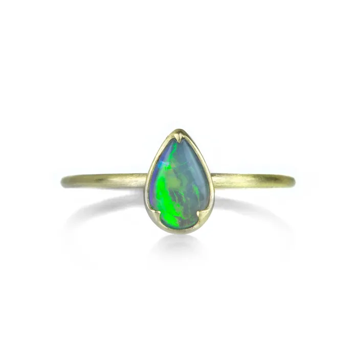 Gabriella Kiss Rings 18k Pear Shaped Australian Opal Ring