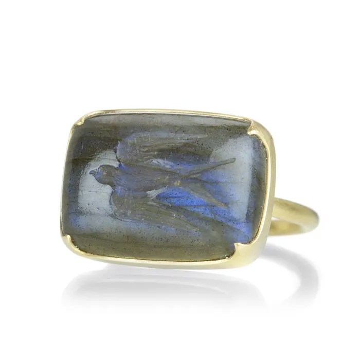 Gabriella Kiss Rings Labradorite Swallow Intaglio Ring