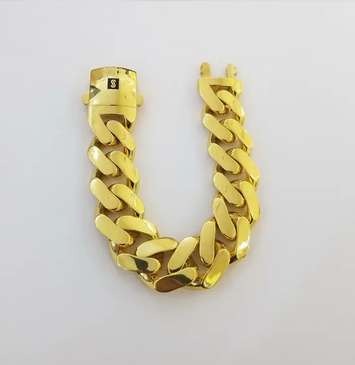 Gold and Diamond Bracelets 10k Heavy Gold Cuban Link Royal Monaco chain 23mm Bracelet 10kt Real gold set