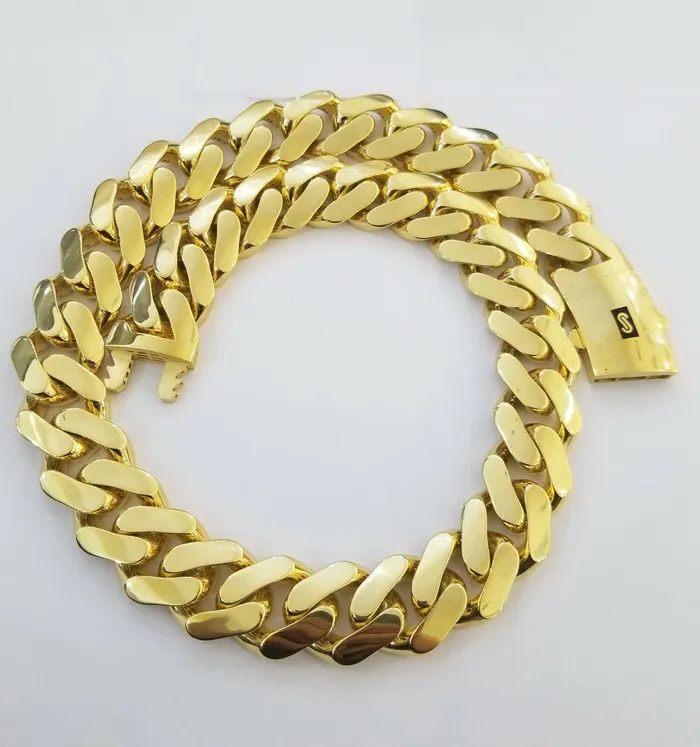 Gold and Diamond Bracelets 10k Heavy Gold Cuban Link Royal Monaco chain 23mm Bracelet 10kt Real gold set