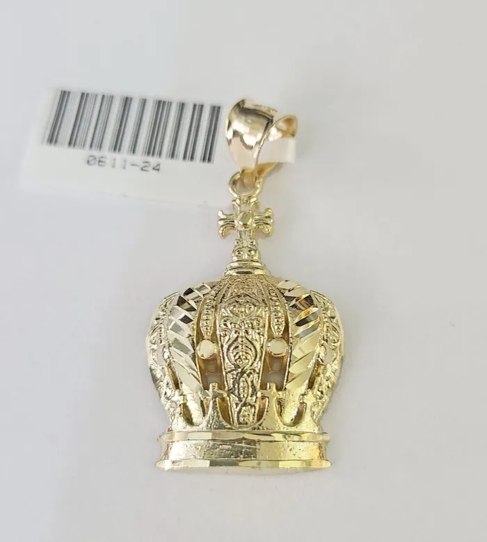 Gold and Diamond Charm Necklaces 10K Imperial Crown Charm Pendant Real Yellow Gold Royal 15 Inch 10kt Gold and Diamond Charm Necklaces 10K Imperial Crown Charm Pendant Real Yellow Gold Royal 15 Inch 10kt