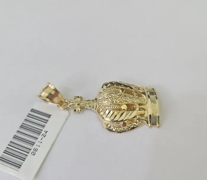 Gold and Diamond Charm Necklaces 10K Imperial Crown Charm Pendant Real Yellow Gold Royal 15 Inch 10kt
