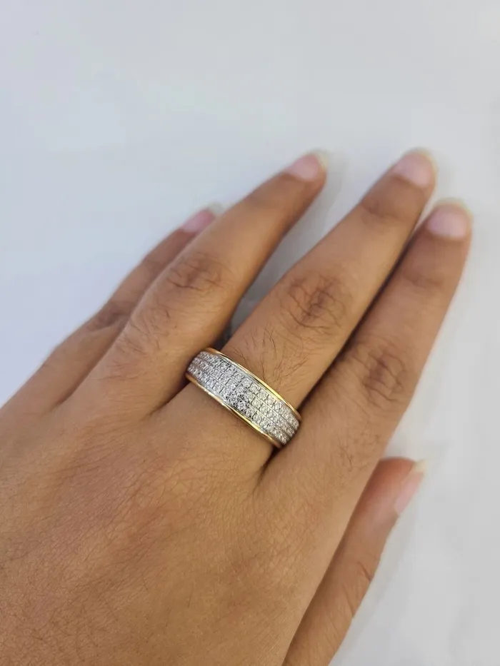 Gold and Diamond REAL 14k Diamond Ring Yellow Gold Ladies Men Trio SET Wedding Engagement Genuine Rings