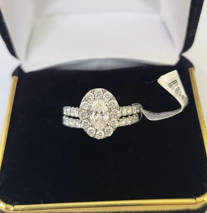 Gold and Diamond Rings REAL 14k White Gold Diamond Ring Oval Shaped Ladies Wedding Engagement Gold and Diamond Rings REAL 14k White Gold Diamond Ring Oval Shaped Ladies Wedding Engagement
