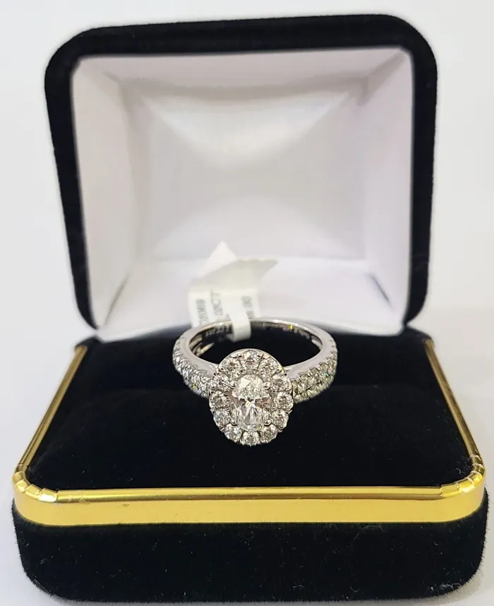 Gold and Diamond Rings REAL 14k White Gold Diamond Ring Oval Shaped Ladies Wedding Engagement