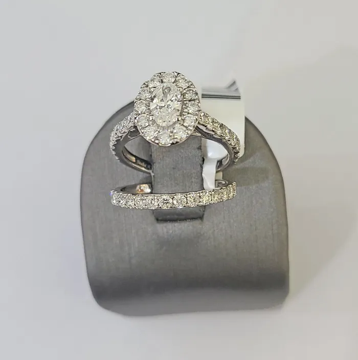Gold and Diamond Rings REAL 14k White Gold Diamond Ring Oval Shaped Ladies Wedding Engagement